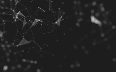 Soyut arkaplan. Çokgen şekilli molekül teknolojisi, noktaları ve çizgileri birleştiriyor. Bağlantı yapısı. Büyük veri görselleştirmesi. 