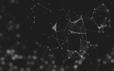 Soyut arkaplan. Çokgen şekilli molekül teknolojisi, noktaları ve çizgileri birleştiriyor. Bağlantı yapısı. Büyük veri görselleştirmesi. 
