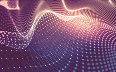 Soyut arkaplan. Çokgen şekilli molekül teknolojisi, noktaları ve çizgileri birleştiriyor. Bağlantı yapısı. Büyük veri görselleştirmesi.