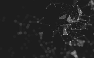 Soyut arkaplan. Çokgen şekilli molekül teknolojisi, noktaları ve çizgileri birleştiriyor. Bağlantı yapısı. Büyük veri görselleştirmesi. 