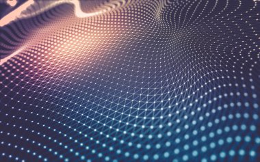 Soyut arkaplan. Çokgen şekilli molekül teknolojisi, noktaları ve çizgileri birleştiriyor. Bağlantı yapısı. Büyük veri görselleştirmesi.