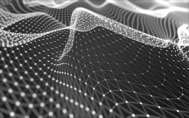 Soyut arkaplan. Çokgen şekilli molekül teknolojisi, noktaları ve çizgileri birleştiriyor. Bağlantı yapısı. Büyük veri görselleştirmesi. 