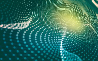 Soyut arkaplan. Çokgen şekilli molekül teknolojisi, noktaları ve çizgileri birleştiriyor. Bağlantı yapısı. Büyük veri görselleştirmesi.