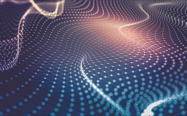 Soyut arkaplan. Çokgen şekilli molekül teknolojisi, noktaları ve çizgileri birleştiriyor. Bağlantı yapısı. Büyük veri görselleştirmesi.