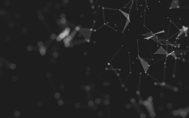 Soyut arkaplan. Çokgen şekilli molekül teknolojisi, noktaları ve çizgileri birleştiriyor. Bağlantı yapısı. Büyük veri görselleştirmesi. 