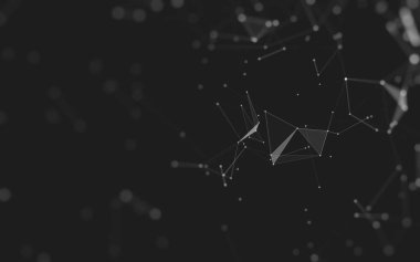 Soyut arkaplan. Çokgen şekilli molekül teknolojisi, noktaları ve çizgileri birleştiriyor. Bağlantı yapısı. Büyük veri görselleştirmesi. 