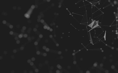 Soyut arkaplan. Çokgen şekilli molekül teknolojisi, noktaları ve çizgileri birleştiriyor. Bağlantı yapısı. Büyük veri görselleştirmesi. 