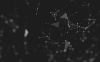 Soyut arkaplan. Çokgen şekilli molekül teknolojisi, noktaları ve çizgileri birleştiriyor. Bağlantı yapısı. Büyük veri görselleştirmesi. 