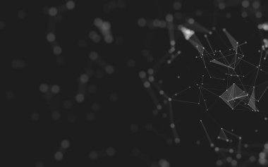 Soyut arkaplan. Çokgen şekilli molekül teknolojisi, noktaları ve çizgileri birleştiriyor. Bağlantı yapısı. Büyük veri görselleştirmesi. 