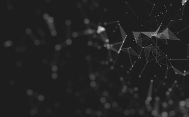 Soyut arkaplan. Çokgen şekilli molekül teknolojisi, noktaları ve çizgileri birleştiriyor. Bağlantı yapısı. Büyük veri görselleştirmesi. 