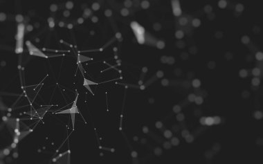 Soyut arkaplan. Çokgen şekilli molekül teknolojisi, noktaları ve çizgileri birleştiriyor. Bağlantı yapısı. Büyük veri görselleştirmesi. 