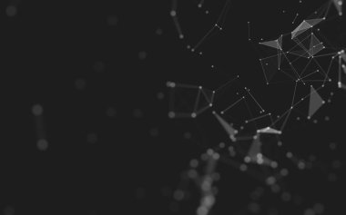 Soyut arkaplan. Çokgen şekilli molekül teknolojisi, noktaları ve çizgileri birleştiriyor. Bağlantı yapısı. Büyük veri görselleştirmesi. 