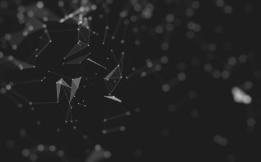 Soyut arkaplan. Çokgen şekilli molekül teknolojisi, noktaları ve çizgileri birleştiriyor. Bağlantı yapısı. Büyük veri görselleştirmesi. 