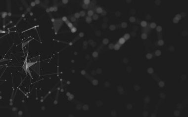 Soyut arkaplan. Çokgen şekilli molekül teknolojisi, noktaları ve çizgileri birleştiriyor. Bağlantı yapısı. Büyük veri görselleştirmesi. 