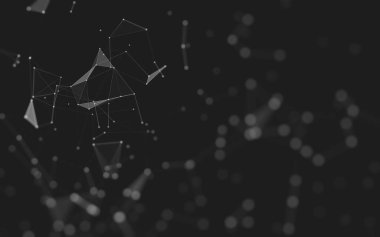 Soyut arkaplan. Çokgen şekilli molekül teknolojisi, noktaları ve çizgileri birleştiriyor. Bağlantı yapısı. Büyük veri görselleştirmesi. 