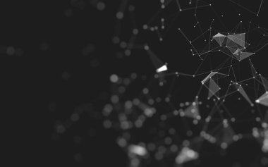 Soyut arkaplan. Çokgen şekilli molekül teknolojisi, noktaları ve çizgileri birleştiriyor. Bağlantı yapısı. Büyük veri görselleştirmesi. 