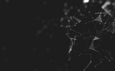 Soyut arkaplan. Çokgen şekilli molekül teknolojisi, noktaları ve çizgileri birleştiriyor. Bağlantı yapısı. Büyük veri görselleştirmesi. 