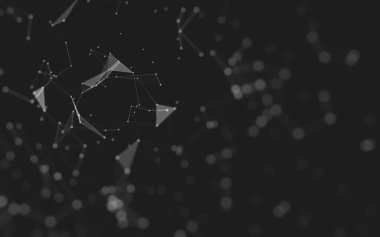 Soyut arkaplan. Çokgen şekilli molekül teknolojisi, noktaları ve çizgileri birleştiriyor. Bağlantı yapısı. Büyük veri görselleştirmesi. 