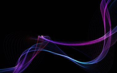 Parlayan soyut dalgalar ve soyut arkaplan ile koyu soyut arkaplan