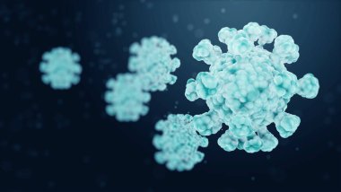 Coronavirus covid-19 'un mikroskobik görüntüsü. Coronavirus tehlikesi ve halk sağlığı risk hastalığı ve grip salgını. Üç boyutlu tıbbi illüstrasyon. 3d oluşturma.
