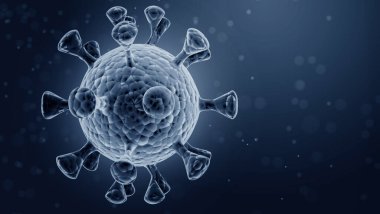 Coronavirus covid-19 'un mikroskobik görüntüsü. Coronavirus tehlikesi ve halk sağlığı risk hastalığı ve grip salgını. Üç boyutlu tıbbi illüstrasyon. 3d oluşturma.