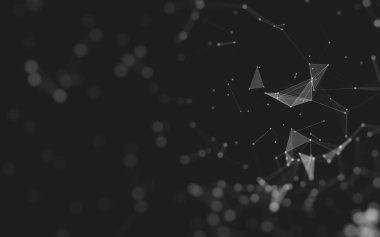 Soyut arkaplan. Çokgen şekilli molekül teknolojisi, noktaları ve çizgileri birleştiriyor. Bağlantı yapısı. Büyük veri görselleştirmesi. 