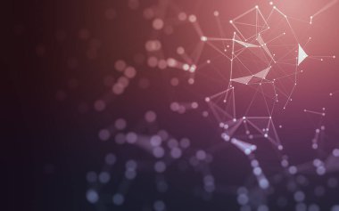 Soyut arkaplan. Çokgen şekilli molekül teknolojisi, noktaları ve çizgileri birleştiriyor. Bağlantı yapısı. Büyük veri görselleştirmesi.