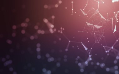 Soyut arkaplan. Çokgen şekilli molekül teknolojisi, noktaları ve çizgileri birleştiriyor. Bağlantı yapısı. Büyük veri görselleştirmesi.