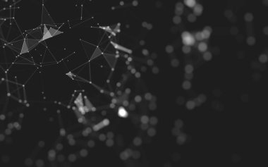 Soyut arkaplan. Çokgen şekilli molekül teknolojisi, noktaları ve çizgileri birleştiriyor. Bağlantı yapısı. Büyük veri görselleştirmesi. 