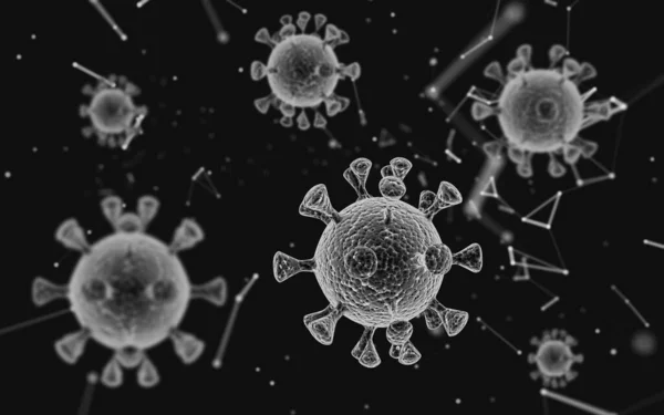 Microscopisch Zicht Het Coronavirus Covid Coronavirusgevaar Volksgezondheidsrisico Griepuitbraak Medische Illustratie — Stockfoto