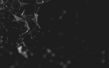 Soyut arkaplan. Çokgen şekilli molekül teknolojisi, noktaları ve çizgileri birleştiriyor. Bağlantı yapısı. Büyük veri görselleştirmesi. 