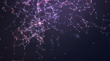 Soyut arkaplan. Çokgen şekilli molekül teknolojisi, noktaları ve çizgileri birleştiriyor. Bağlantı yapısı. Büyük veri görselleştirmesi. 