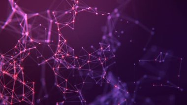 Soyut arkaplan. Çokgen şekilli molekül teknolojisi, noktaları ve çizgileri birleştiriyor. Bağlantı yapısı. Büyük veri görselleştirmesi. 