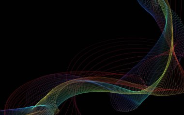 Parlayan soyut dalgalar ve soyut arkaplan ile koyu soyut arkaplan