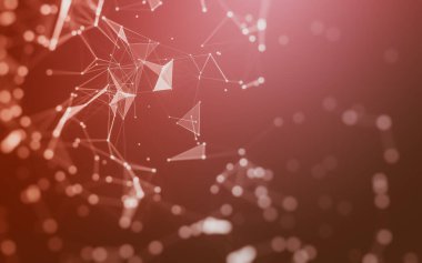 Soyut arkaplan. Çokgen şekilli molekül teknolojisi, noktaları ve çizgileri birleştiriyor. Bağlantı yapısı. Büyük veri görselleştirmesi.