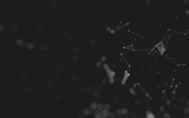 Soyut arkaplan. Çokgen şekilli molekül teknolojisi, noktaları ve çizgileri birleştiriyor. Bağlantı yapısı. Büyük veri görselleştirmesi. 