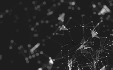 Soyut arkaplan. Çokgen şekilli molekül teknolojisi, noktaları ve çizgileri birleştiriyor. Bağlantı yapısı. Büyük veri görselleştirmesi. 