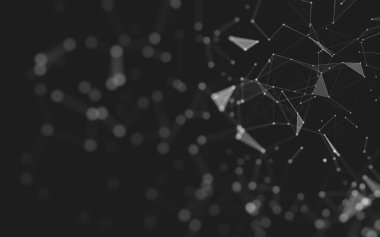 Soyut arkaplan. Çokgen şekilli molekül teknolojisi, noktaları ve çizgileri birleştiriyor. Bağlantı yapısı. Büyük veri görselleştirmesi. 