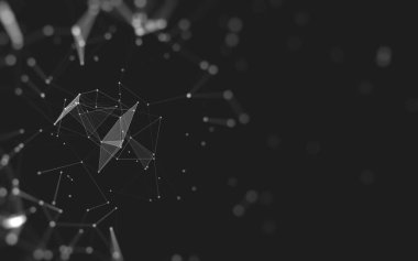 Soyut arkaplan. Çokgen şekilli molekül teknolojisi, noktaları ve çizgileri birleştiriyor. Bağlantı yapısı. Büyük veri görselleştirmesi. 
