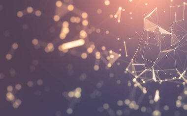 Soyut arkaplan. Çokgen şekilli molekül teknolojisi, noktaları ve çizgileri birleştiriyor. Bağlantı yapısı. Büyük veri görselleştirmesi.