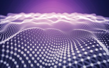 Soyut arkaplan. Çokgen şekilli molekül teknolojisi, noktaları ve çizgileri birleştiriyor. Bağlantı yapısı. Büyük veri görselleştirmesi.