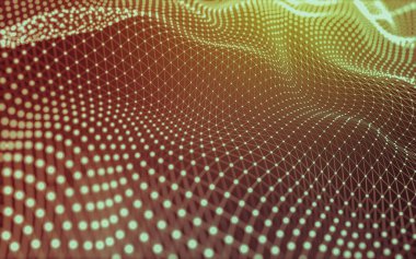 Soyut arkaplan. Çokgen şekilli molekül teknolojisi, noktaları ve çizgileri birleştiriyor. Bağlantı yapısı. Büyük veri görselleştirmesi.