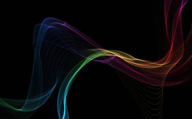 Parlayan soyut dalgalar ve soyut arkaplan ile koyu soyut arkaplan