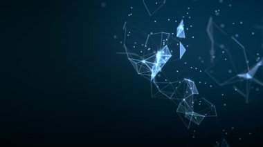 Soyut arkaplan. Çokgen şekilli molekül teknolojisi, noktaları ve çizgileri birleştiriyor. Bağlantı yapısı. Büyük veri görselleştirmesi. 
