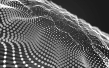 Soyut arkaplan. Çokgen şekilli molekül teknolojisi, noktaları ve çizgileri birleştiriyor. Bağlantı yapısı. Büyük veri görselleştirmesi. 