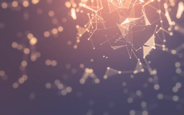 Soyut arkaplan. Çokgen şekilli molekül teknolojisi, noktaları ve çizgileri birleştiriyor. Bağlantı yapısı. Büyük veri görselleştirmesi.