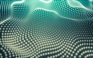 Soyut arkaplan. Çokgen şekilli molekül teknolojisi, noktaları ve çizgileri birleştiriyor. Bağlantı yapısı. Büyük veri görselleştirmesi.