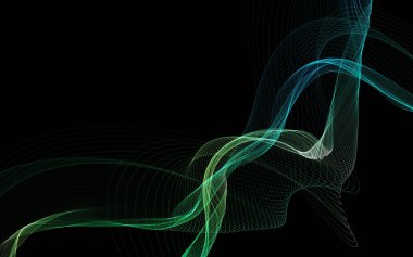 Parlayan soyut dalgalar ve soyut arkaplan ile koyu soyut arkaplan