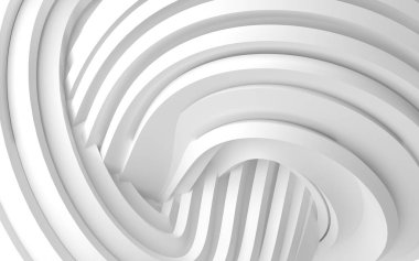 Soyut Eğri Şekiller. Beyaz Dairesel Arkaplan. Soyut arkaplan. 3d illüstrasyon