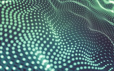 Soyut arkaplan. Çokgen şekilli molekül teknolojisi, noktaları ve çizgileri birleştiriyor. Bağlantı yapısı. Büyük veri görselleştirmesi.